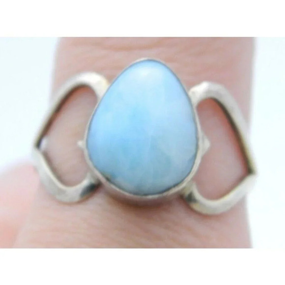 VTG .925 Sterling Silver Larimar Modernist Ring 8.25 - Picture 1 of 8